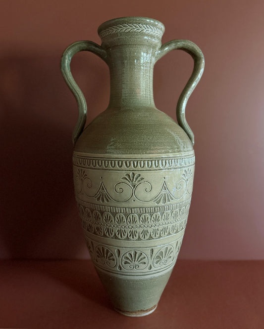 Large Celadon Greek Vase