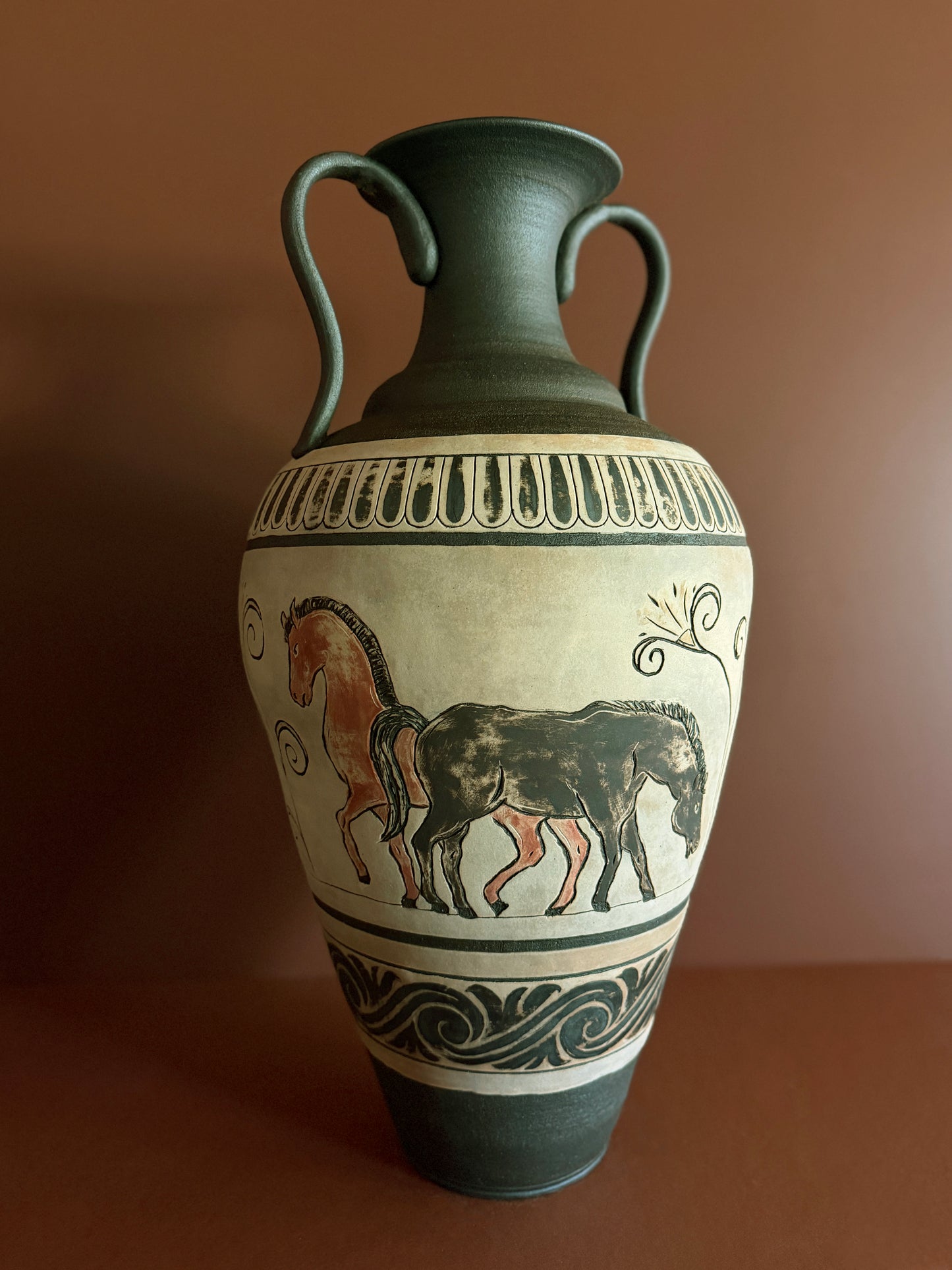 Large Greek Horse Vase